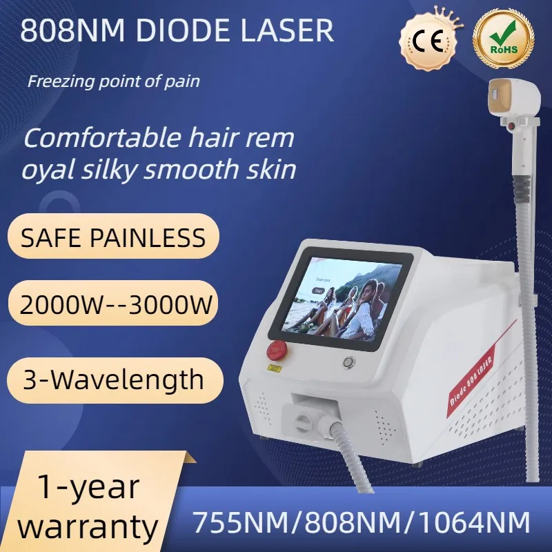 3000W Alexandrite Laser Hair Removal Diode Epilator 808nm 3 Wavelength Ice Platinum Permanent Painless Cooling Head Equipment