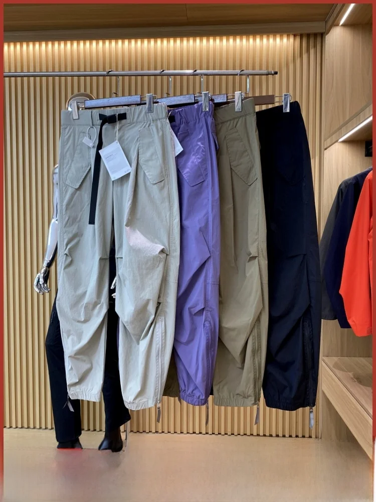 

Уличные мужские свободные дышащие брюки-карго для пары, повседневные длинные брюки из нейлоновой ткани, ветрозащитные брюки для пеших прогулок