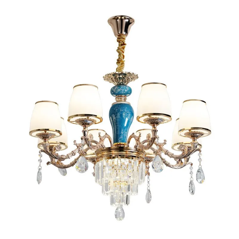 

European-style zinc alloy crystal chandelier atmospheric living room dining room bedroom Jane villa high-end