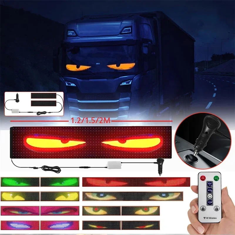 

Truck LED Matrix Pixel Panel Light 1.2-2M Devil‘s Eyes Lights Remote Control Animation Scrolling pattern Screen Light Windshield