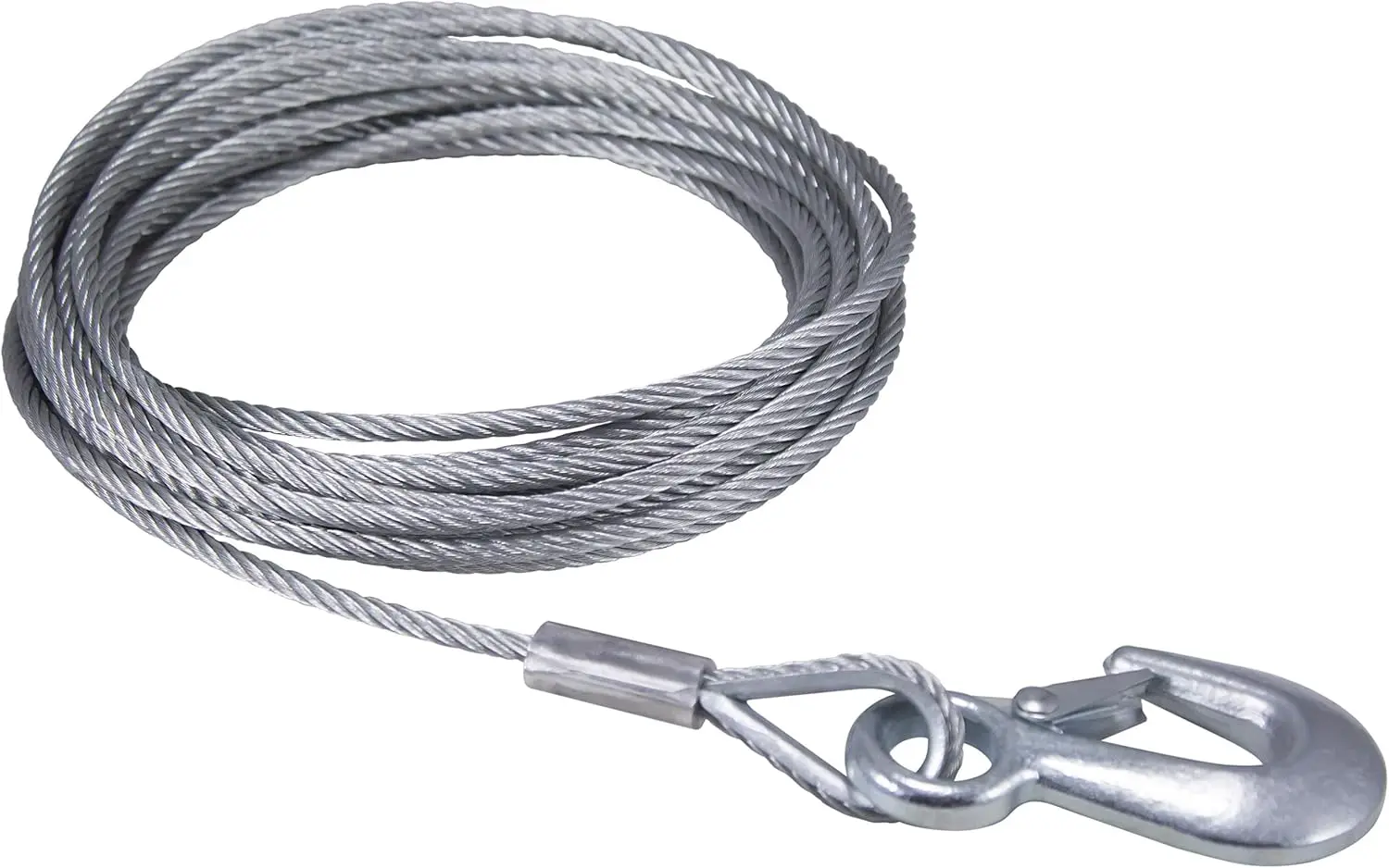 

7/32" x 25" Winch Cable with Hook, 7x19 Galvanized Aircraft Cable for Boat Trailer Winches, 7500 lb Tensile Strength