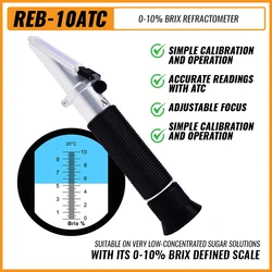 0-10% Brix Refractometer with ATC Low-Concentrated Sugar Content Solutions Machining Maple Sap Accuracy 0.1%