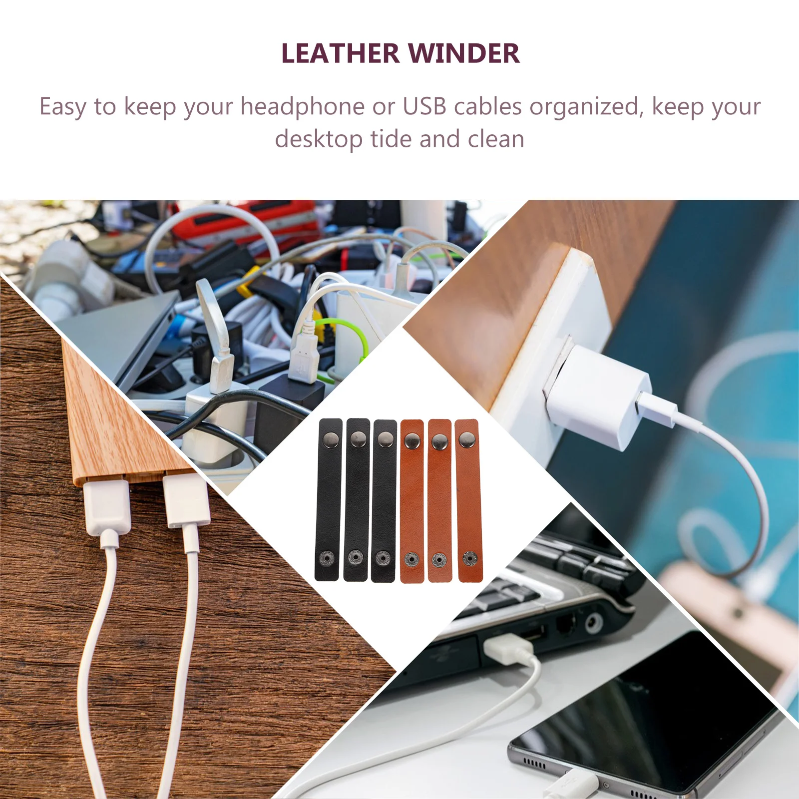 

6pcs Organizer Durable Anti-winding Wire Wrappers Cable Storage Straps for USB