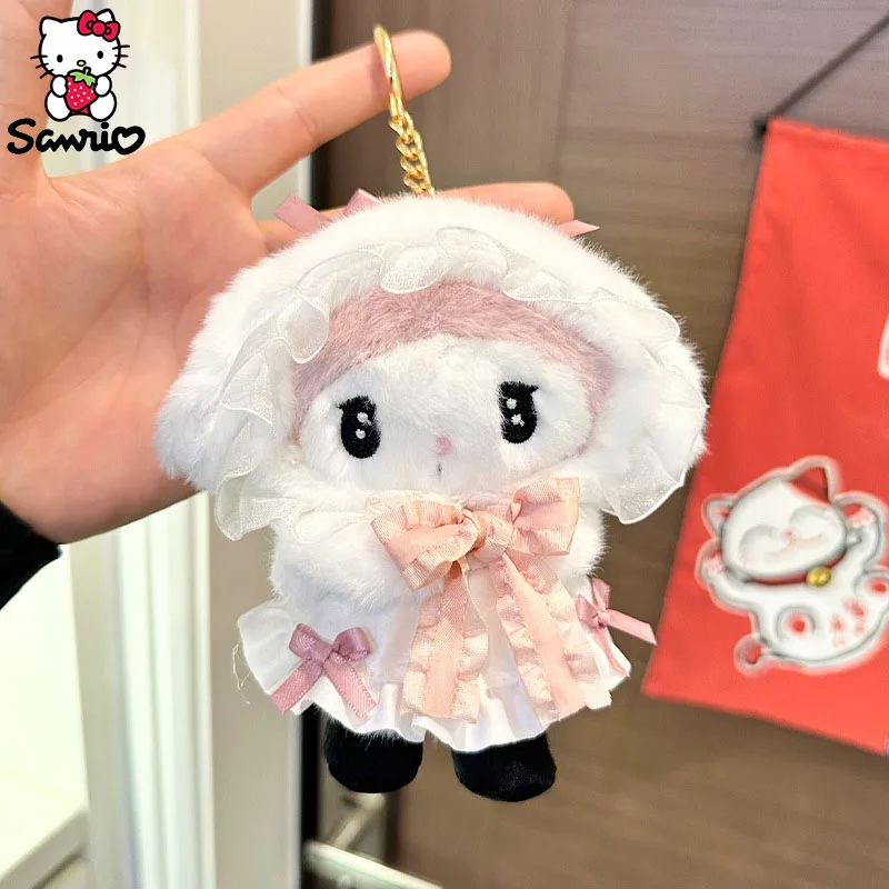 Kawaii Sanrio Plush Toy My Melody Keychain Kuromi Doll Keyring Bag Pendant Girl Plushie Keychain Women Birthday Gift Christmas