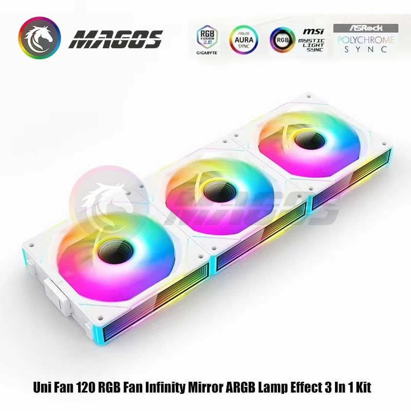 Uni Fan 120 RGB Infinity Mirror ARGB Lamp Effect 3 w 1 Bezprzewodowy Forword / Reverse Blade MB AURA SYNC Silent Mute Case Cooler