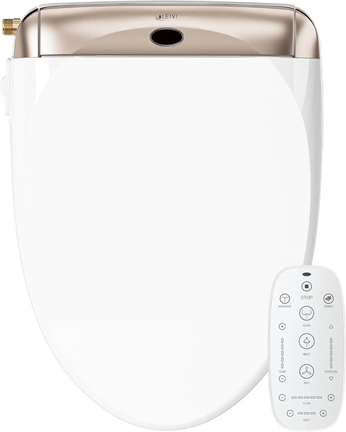 Bidet Toilet Seat with Wireless Remote and Side Panel, Multiple Spray Modes, Adjustable Heated Seat, Warm Water