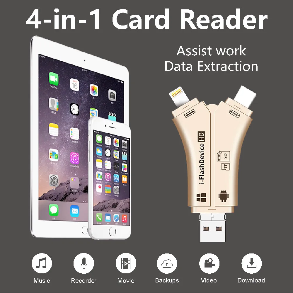 

2 In 1 OTG Card Reader Type C Lightning to SD TF Memory Card Adapter For PC Laptop iPhone Multi Smart Cardreader