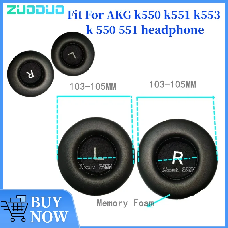 

ZUODUO Replacement Earpads Memory Foam Ear Cushion Cover for AKG k550 k551 k553 k 550 551 Gaming Headset Earmuffs Ear Pads