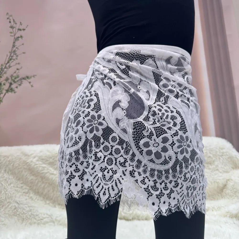 Sheer Lace​​ Lace Mini Skirt​​ ​​Adjustable Ties​​ Sexy Cover Up​​ Lolita Short Skirt​​ ​​Lightweight ​​Boho Design​​