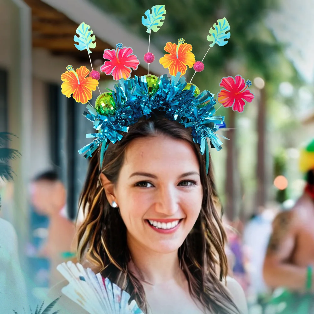 

Hawaiian Floral Headband Hair Accessory Summer Beach Party Hawaiian Festivals Women Girls Hawaii Flowers Garland Headband