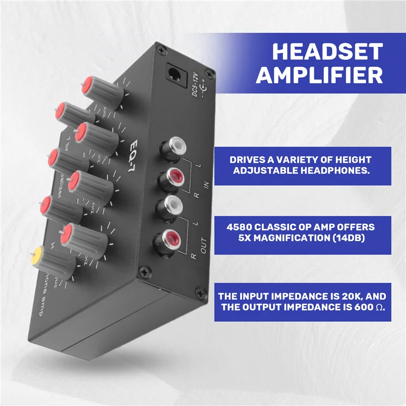 A29F-EQ-7 Amplifier Headset Audio Mobil 7-Band EQ Equalizer 2 Channel Audio Mixer Equalizer Digital Sound Equalizer