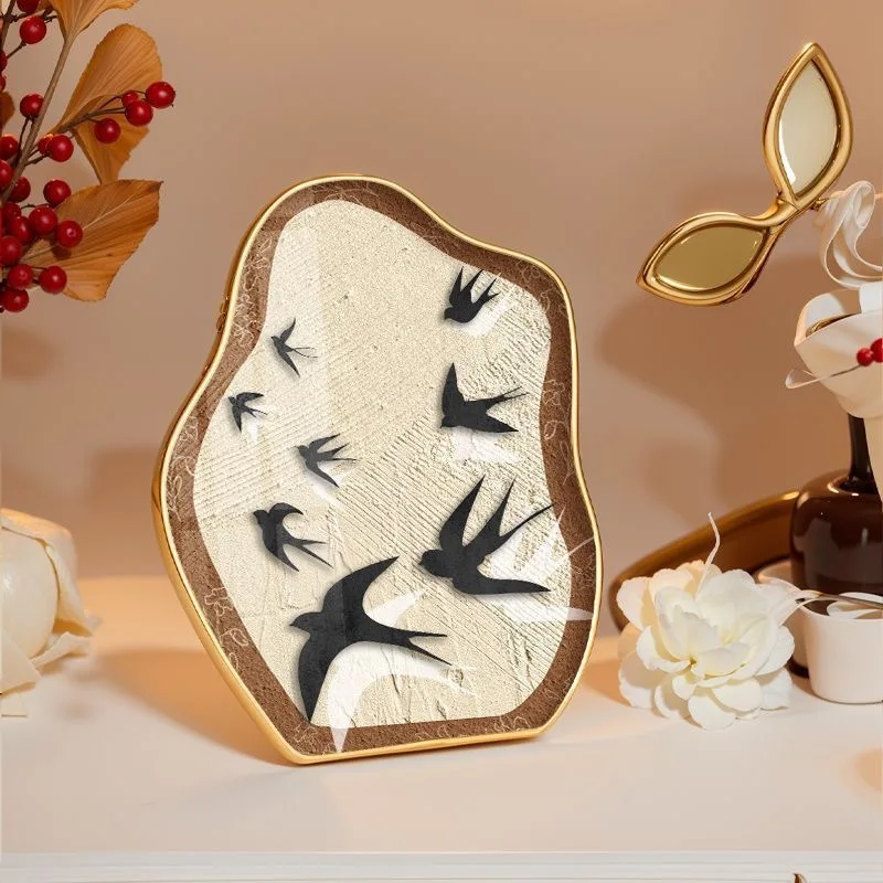 10-inch 20x25cm Crystal Porcelain Painting Hundred Butterflies Desktop Screen Decoration. A Vintage Art Bedroom Wall Hanging