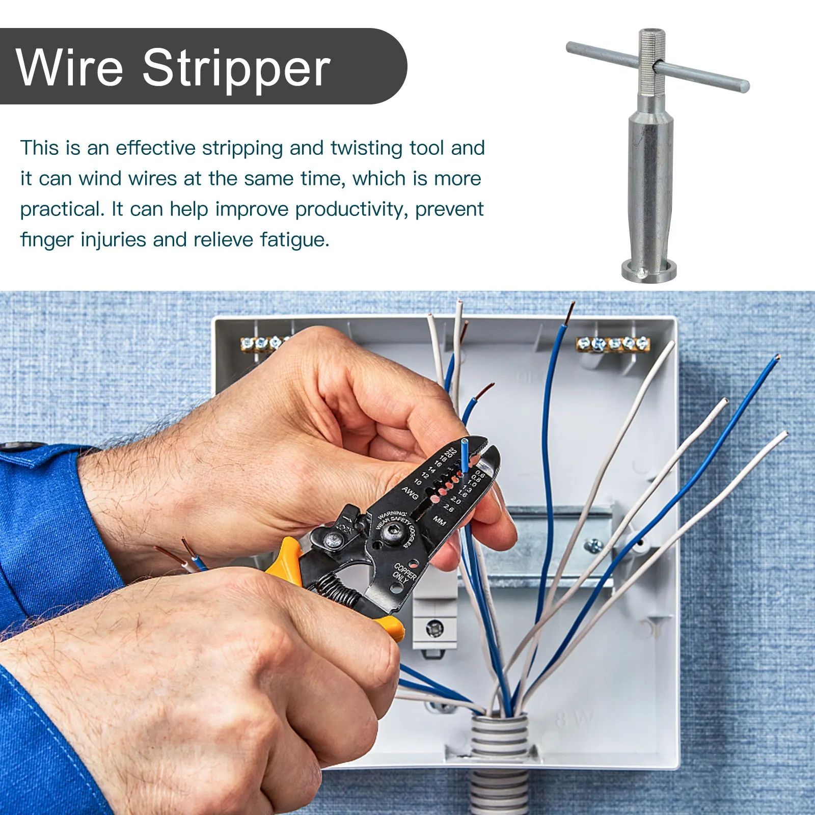 

Wire Twisting Tool Electrician Combiner Carbon Steel Stripping Tools Wire Stripper Durable Performance Long Service Life