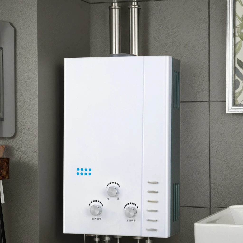 سخان مياه يعمل بالغاز ممتاز سعة 6 لتر لعام 2025 - دش ساخن فوري من البروبان (استخدام خارجي/سيارة، مبادل حراري نحاسي، معتمد من CE)