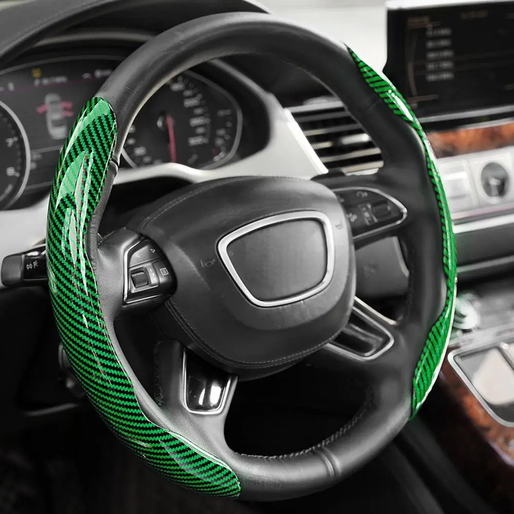 2Pcs Universal Fit Synthetic Fiber Car Steering Wheel Cover Ultra-thin Segmented Non-Slip Steering Wheel Cover Protector for Car