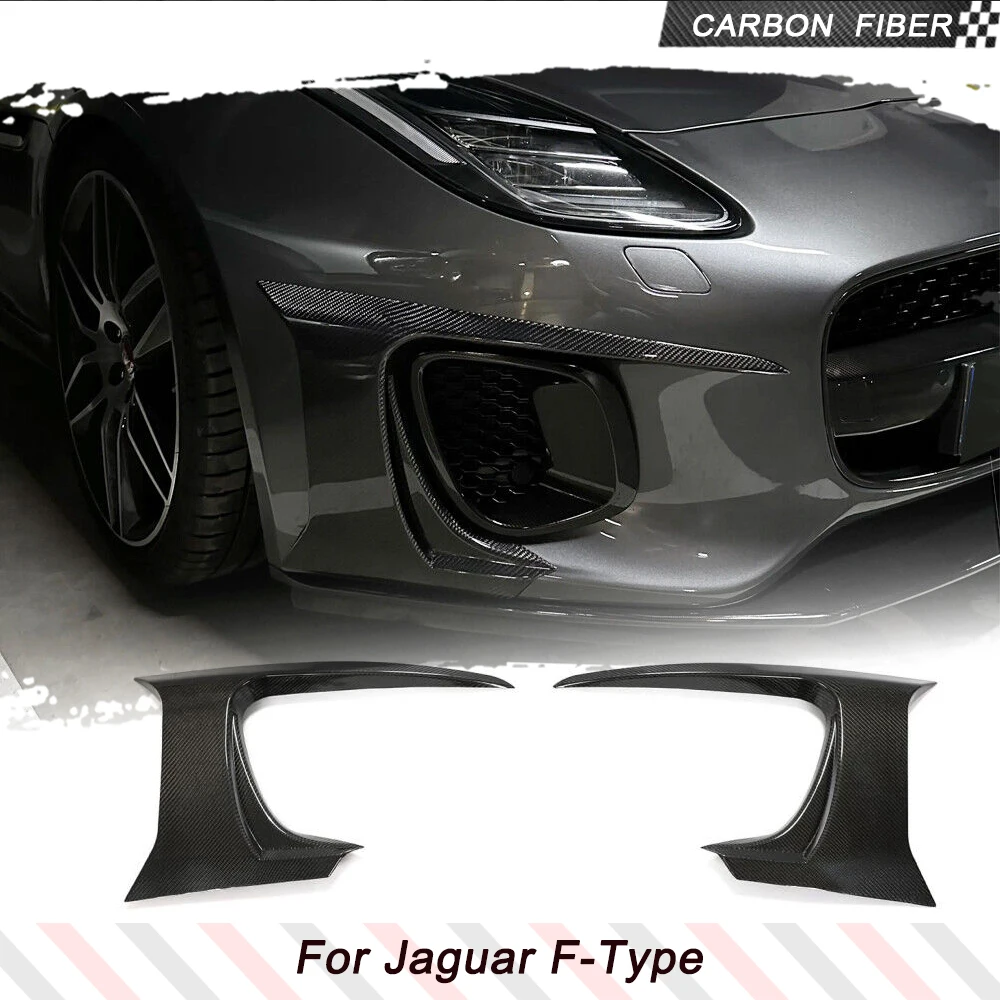 Carbon Fiber Car Front Bumper Air Vent Trims For Jaguar F-TYPE 2017-2019 Car Auto Front Canards Air Intake Cover Racing Body Kit