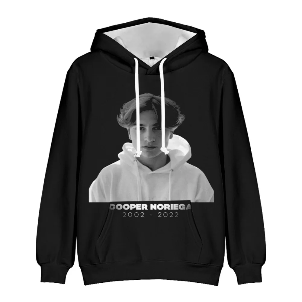 Hoodie de manga comprida Rock Cooper Noriga para homens e mulheres, moletom preto, moletom juvenil, mídia social, roupas Star Rest in Peace