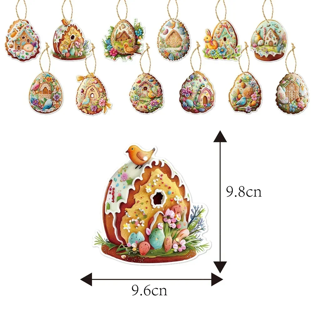 2025 Easter Cartoon Hanging Tag Sets Easter Egg Bunny Carnival DIY Pendant Hanging Rabbit Egg Ornaments Happy Easter Party Decor