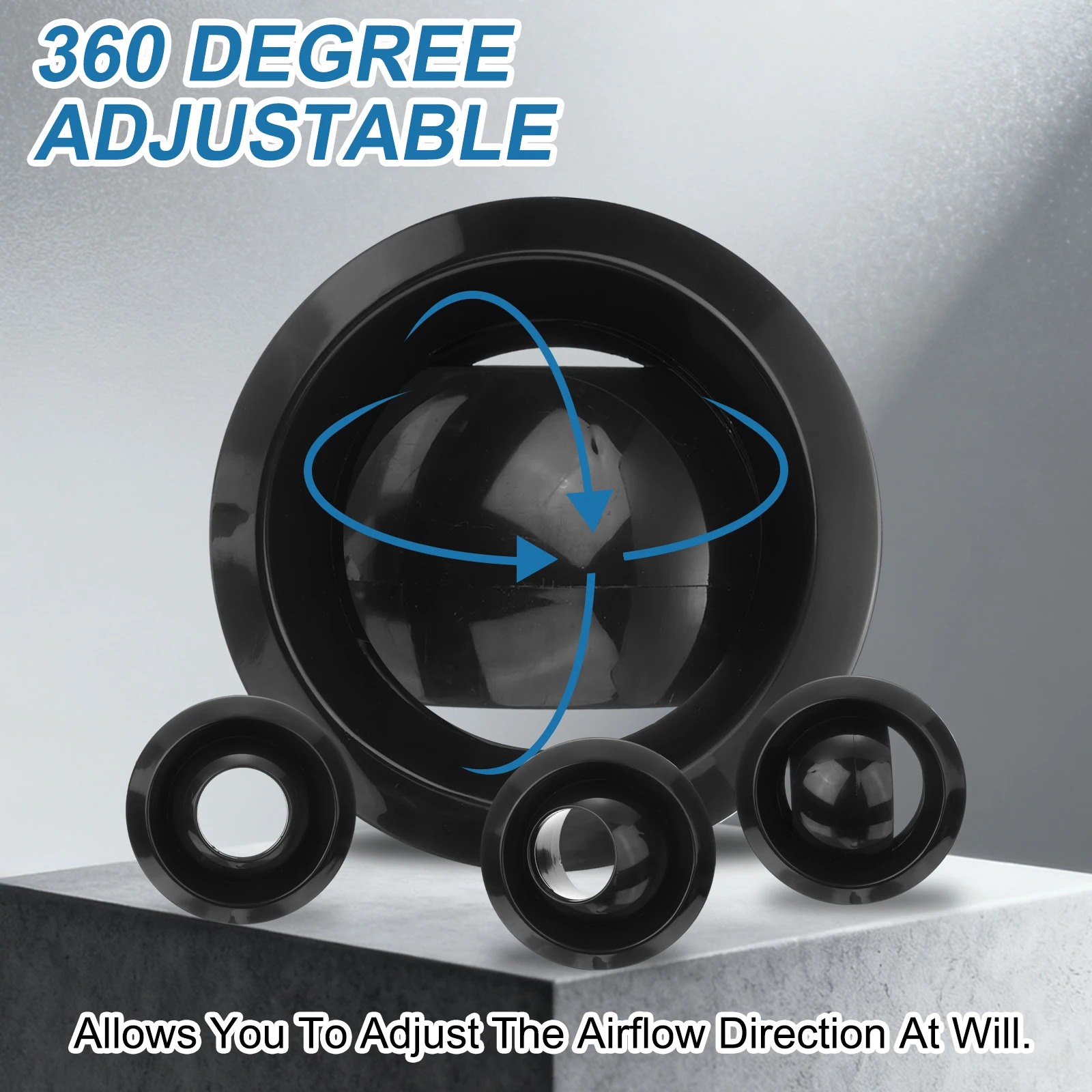 1/2Pcs Round Air Vent Covers Ceiling Ball Jet Nozzle Air Diffuser ABS Plastic Exhaust Adjustable Valve Vent Diffuser Black White