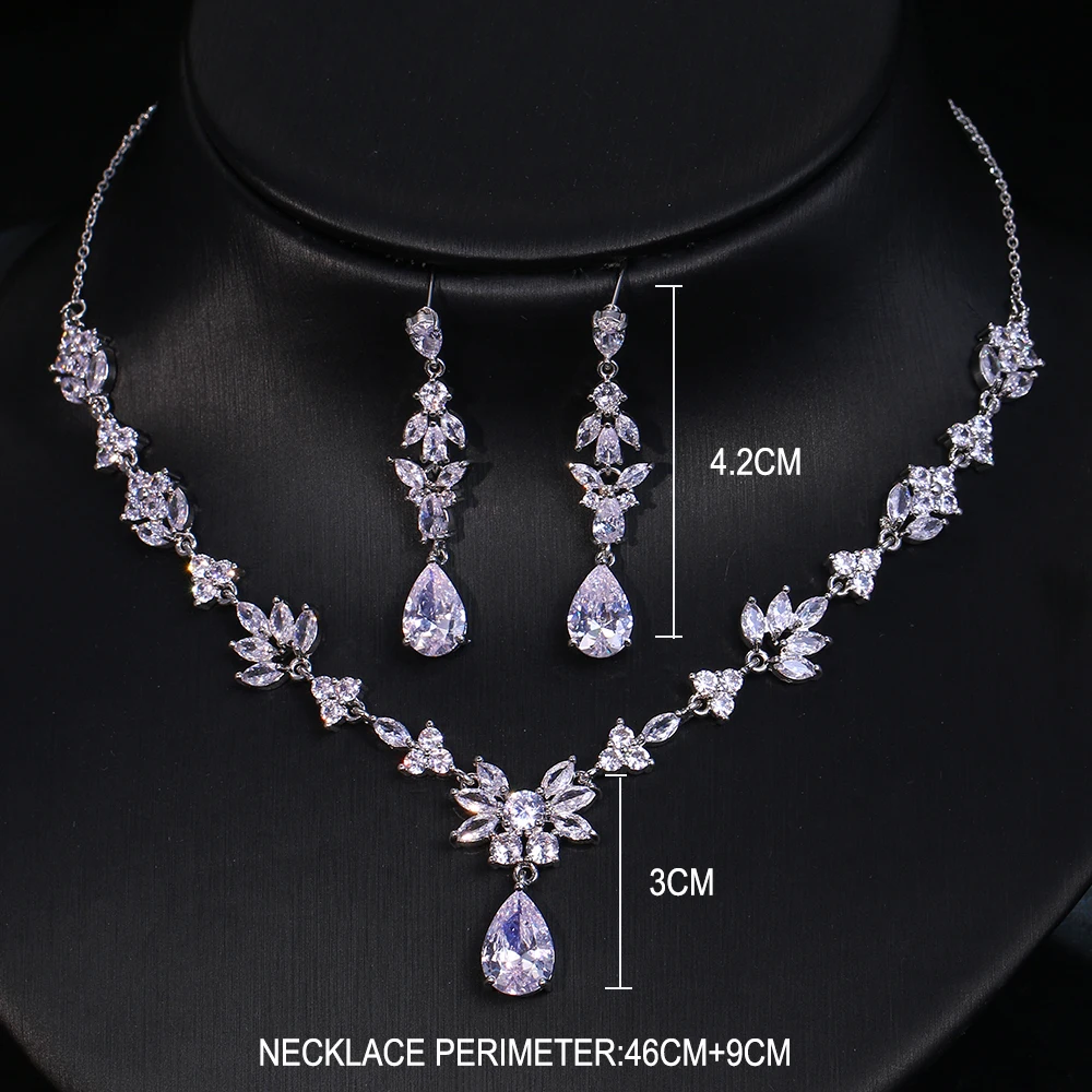 Emmaya Fashion Statement Wedding Party Classical Waterdrop Shape Delicate Jewelry Set For Women&Girls Fascinating CZ Fancy Gift