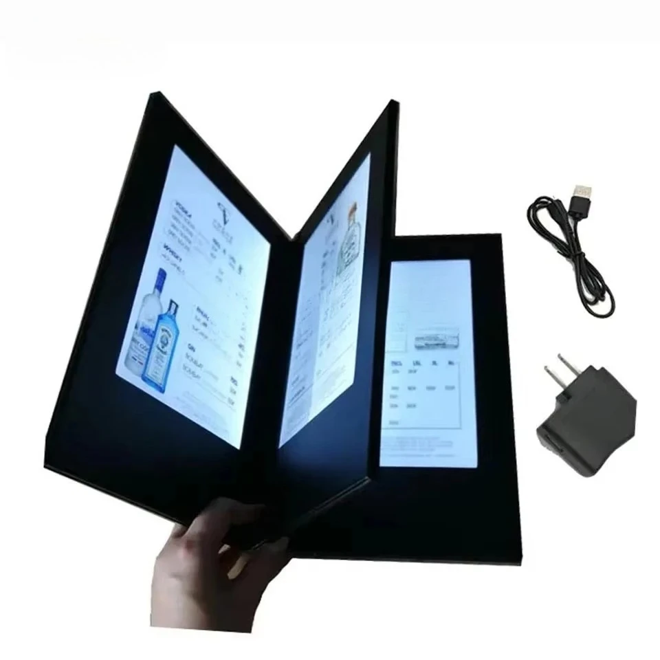 Restaurant/Bar, Customized Easy to Close Automatic Induction Single Side Multi-sided Light Emitting Diode Menu