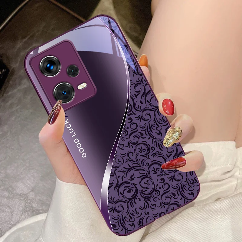 Pattern Gradient Black For Xiaomi 14 Ultra 13 Lite Redmi Note 13 11 Pro 12 Plus Poco X6 3 Pro F4 6 GT Tempered Glass Phone Case