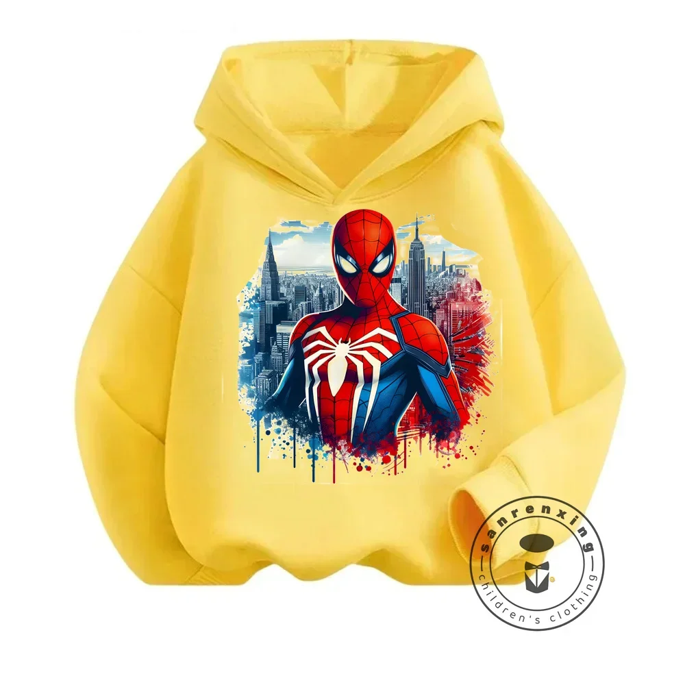 Jump into the Fray with the Avengers Spider-Man Hoodie Ideal Spring Autumn Apparel for Boys Girls with a Cheerful Cartoon Design