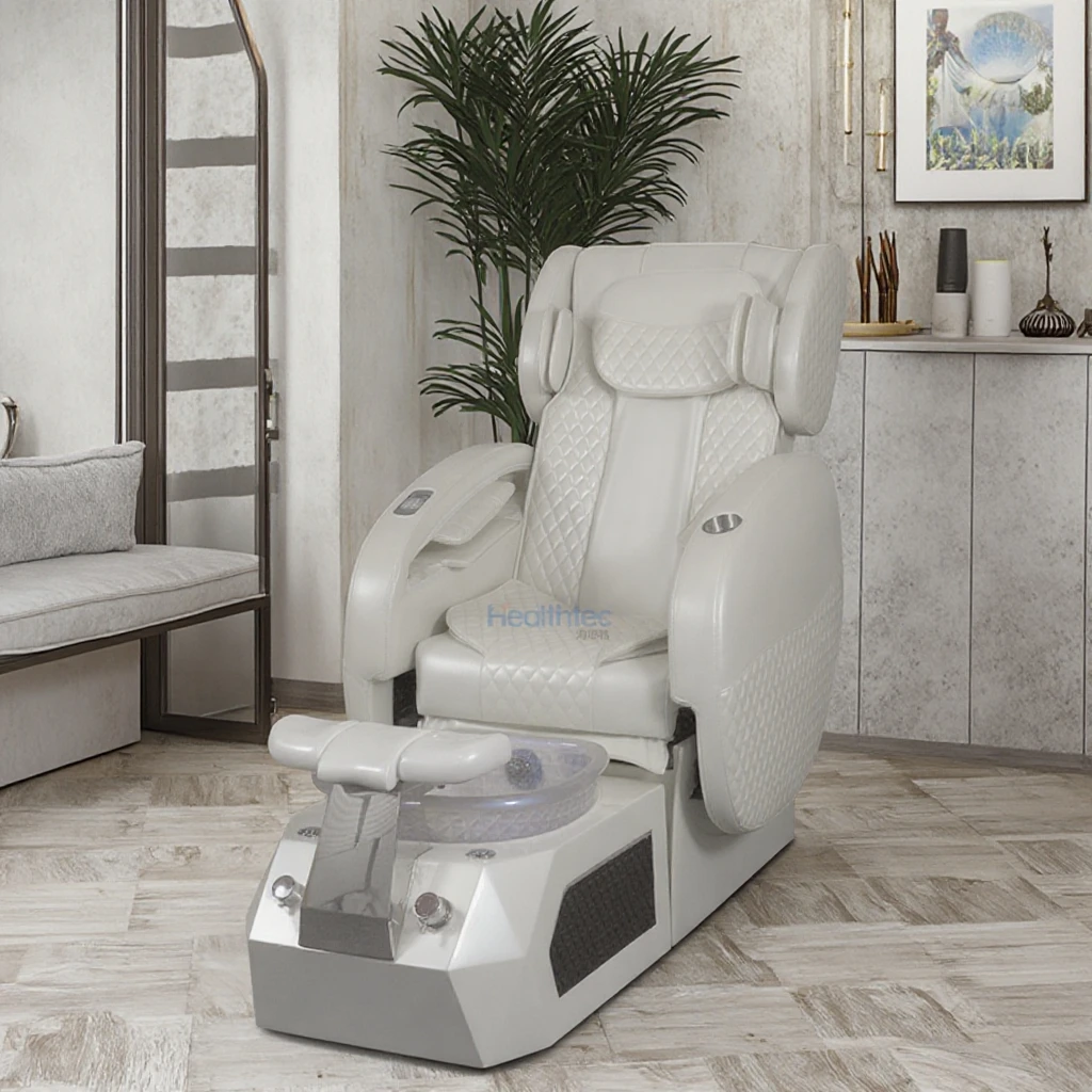 

Luxury Salon Furniture Pipeless Jet Motor Crystal Bowls Full Body Massage Foot Spa Pedicure Chair