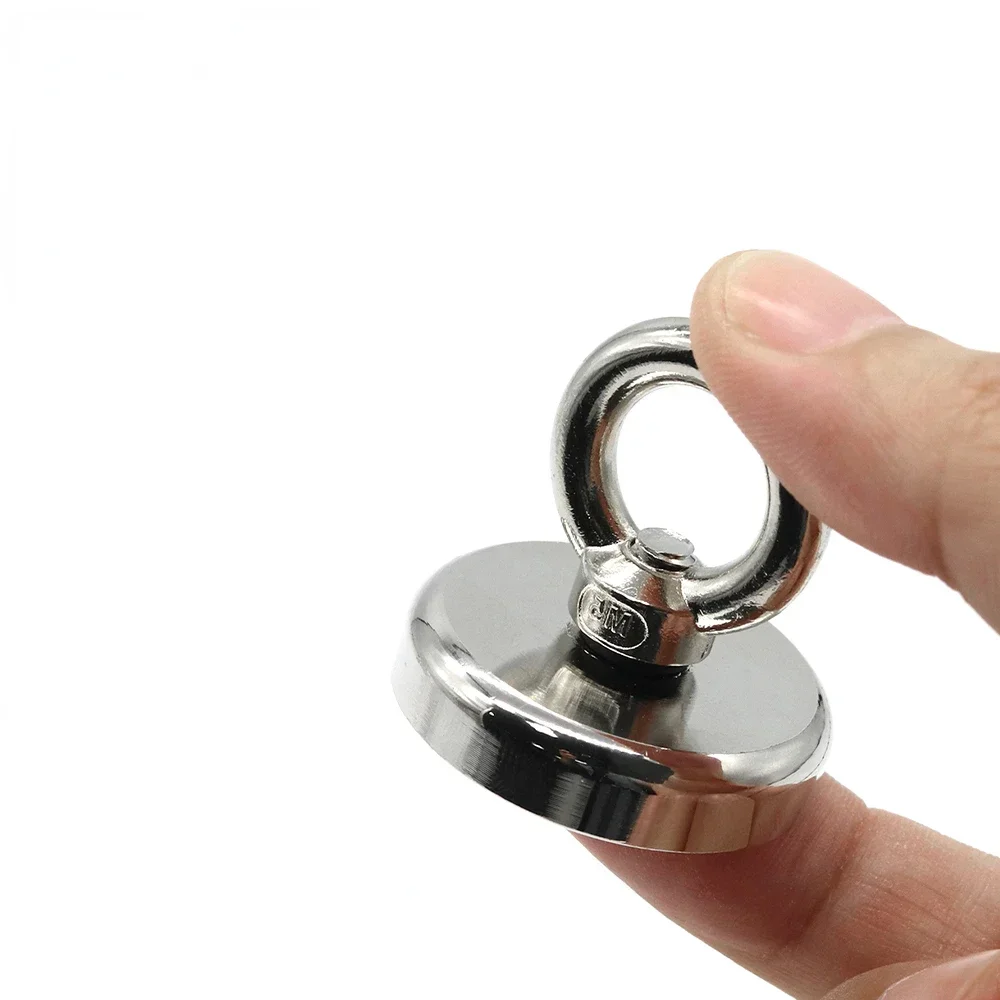 Super Strong Neodymium Fishing Magnet Hooks N52 Heavy Duty Magnet with Countersunk Hole Eyebolt 16-60mm Salvage Searcher Magnets
