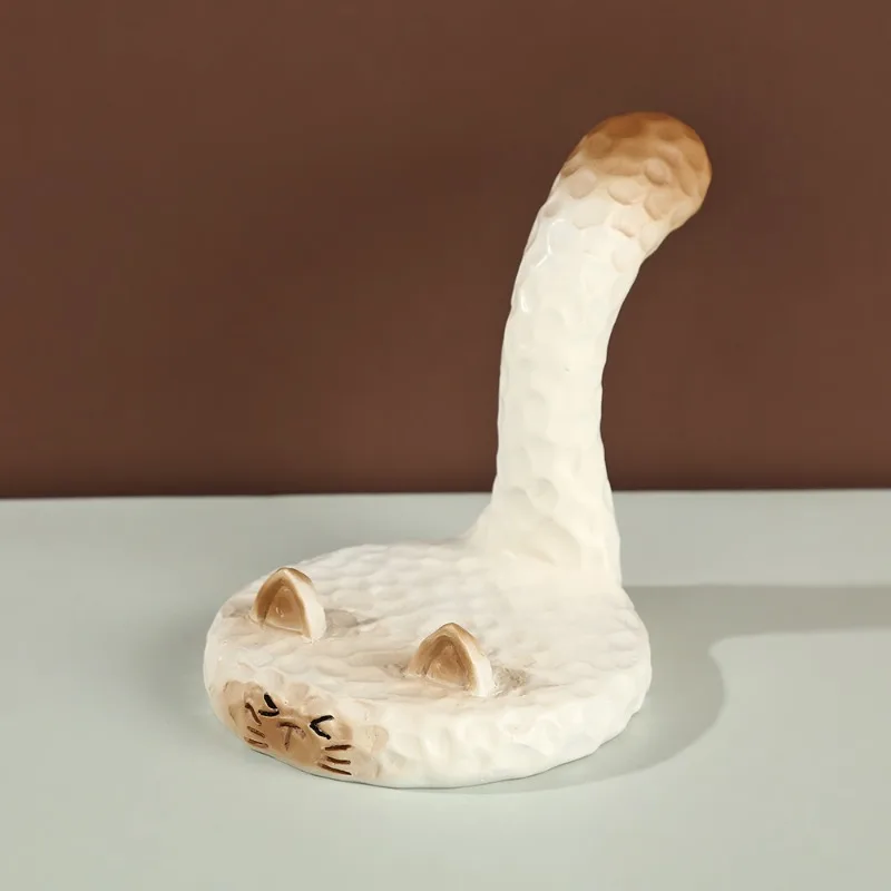 

1pcs Cartoon Cat Phone Holder Resin Craft Home Desktop Phone Stand Decorative Ornament Cute Animal-shaped Mobile Phone Holder