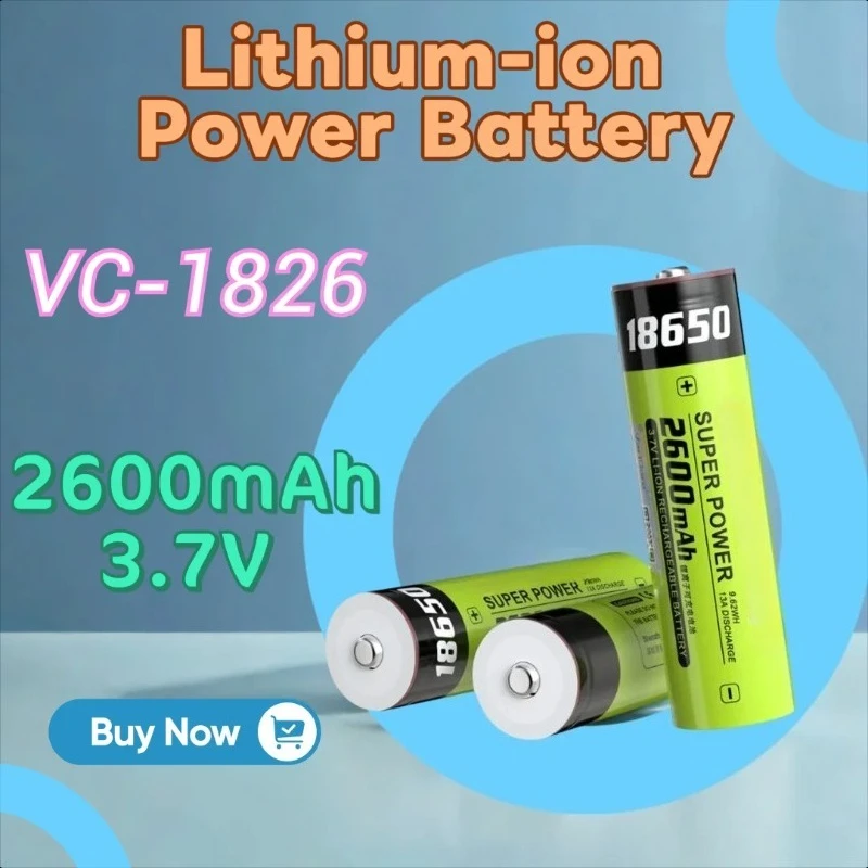 

VC-1826 18650 2600mAh Cell 3.7V Lithium-ion Power Battery with 13A Discharge