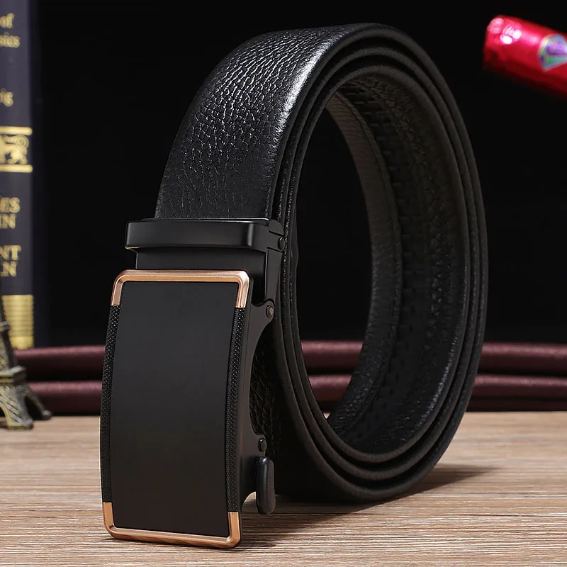 Herren gürtel Mode Legierung automatische Schnalle Gürtel Business lässig Echt leder Herren gürtel Luxus hochwertige Taille Band 3,5 cm – Detail 5