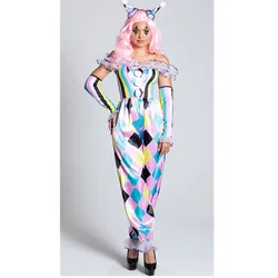 New Arrival Adult Circus Clown Quinn Honey Joker Costume Halloween Party Horror Ghosts Cosplay Jumpsuit