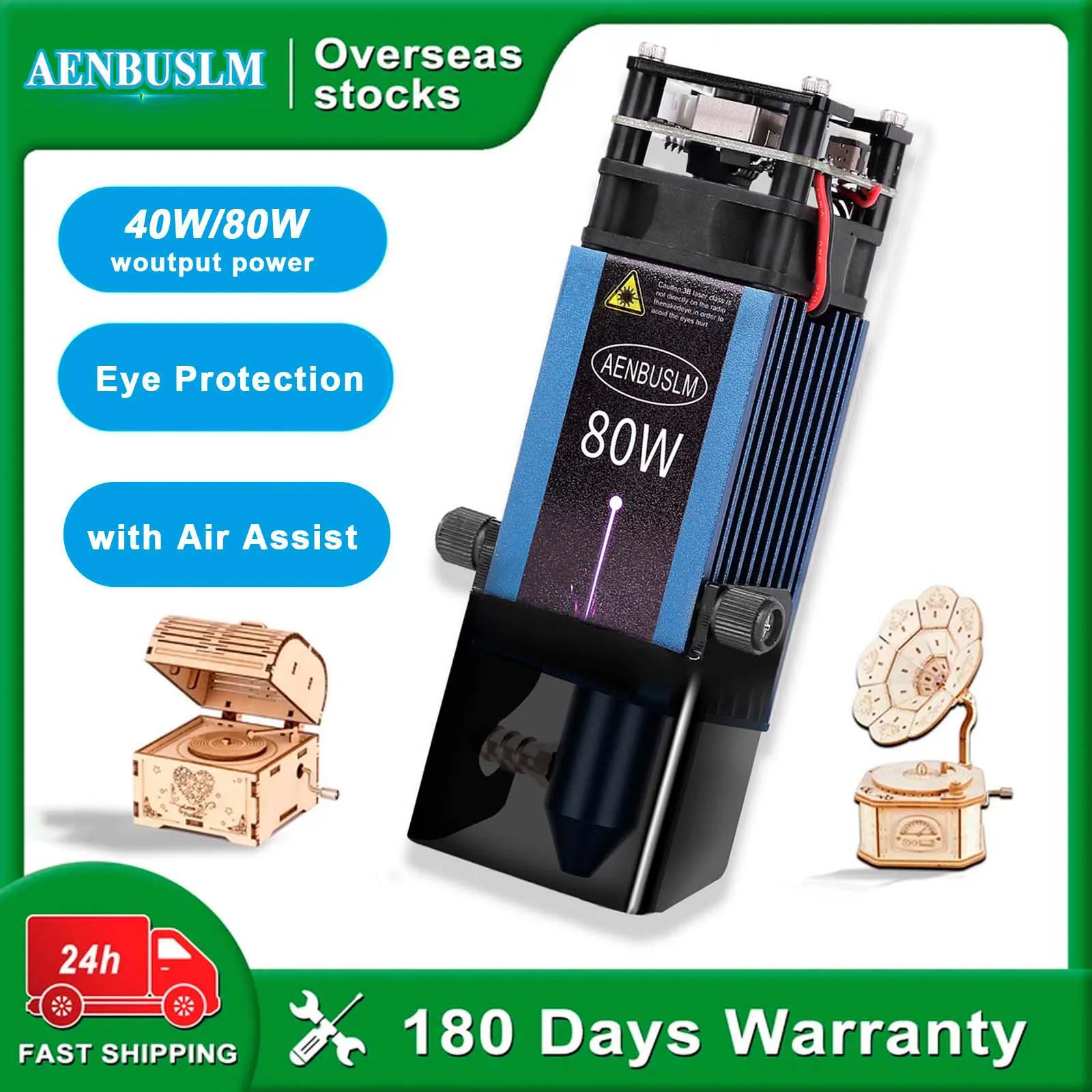 AENBUSLM 40W 80W Laser Module Nozzle 450nm TTL / PWM Laser Head with Air Assist CNC Router Machine DIY Woodworking Tools