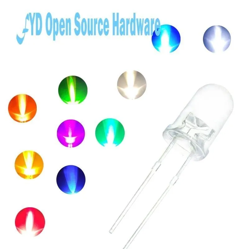 5MM Led  Warm White/Blue/Red/Yellow/Green/Pink/Purple Light Bulbs / 5MM Colour LED Emitting Diode F5 White/UV LED