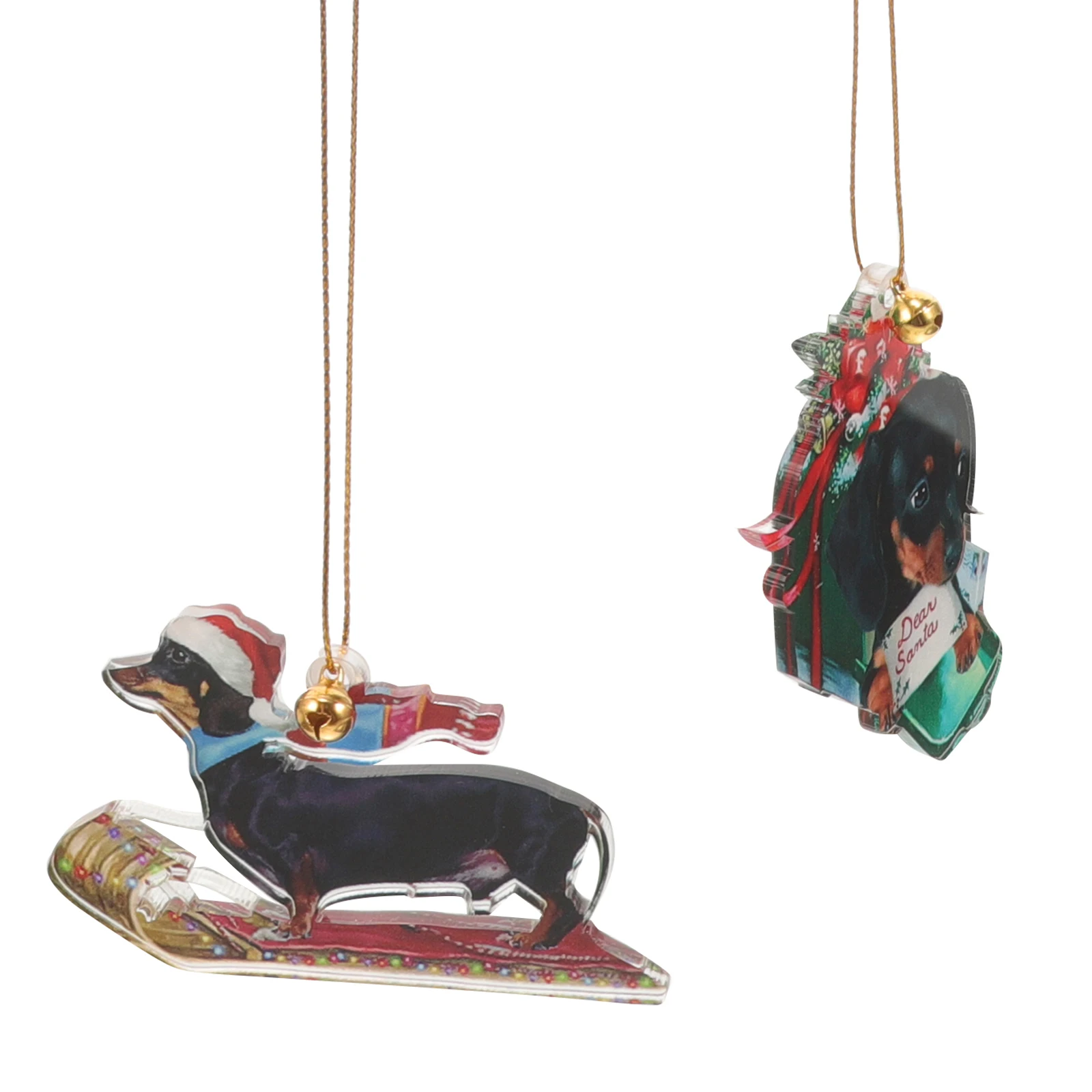 

2 Pcs Home Decor Acrylic Christmas naments Hanging for Tree Door Wall Dachshund Christmas Tree Hanging Window Party Festive