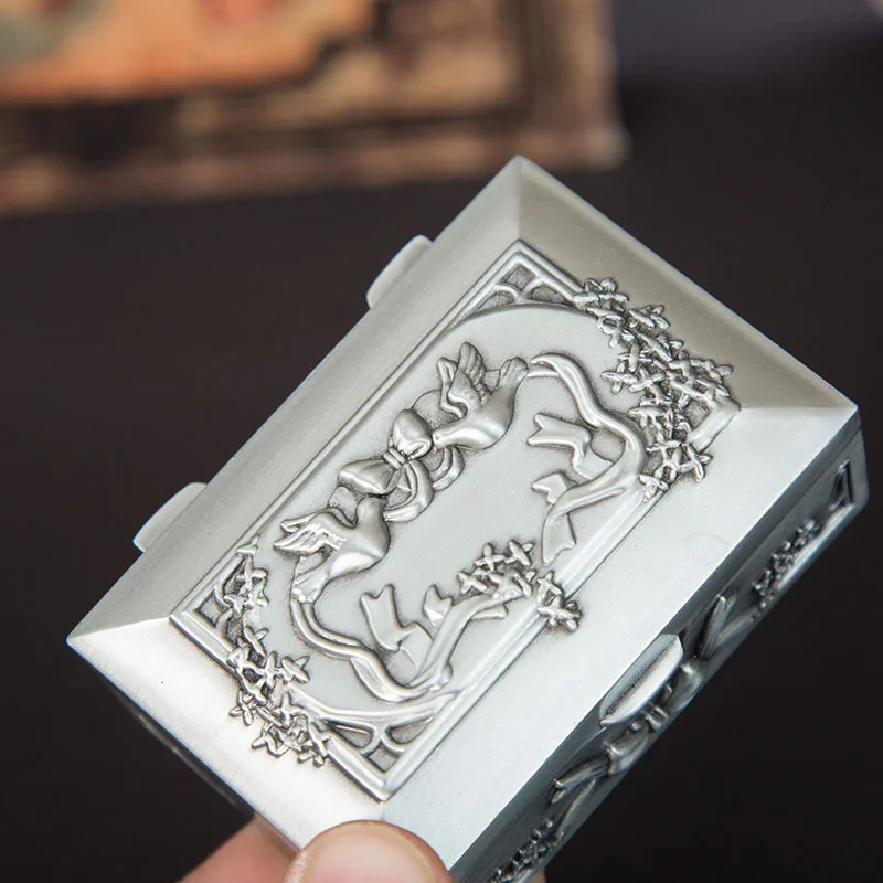 Retro Bow Jewelry Storage Box Creative Metal Square peace pigeon Keepsake  gift box for Girl and Women