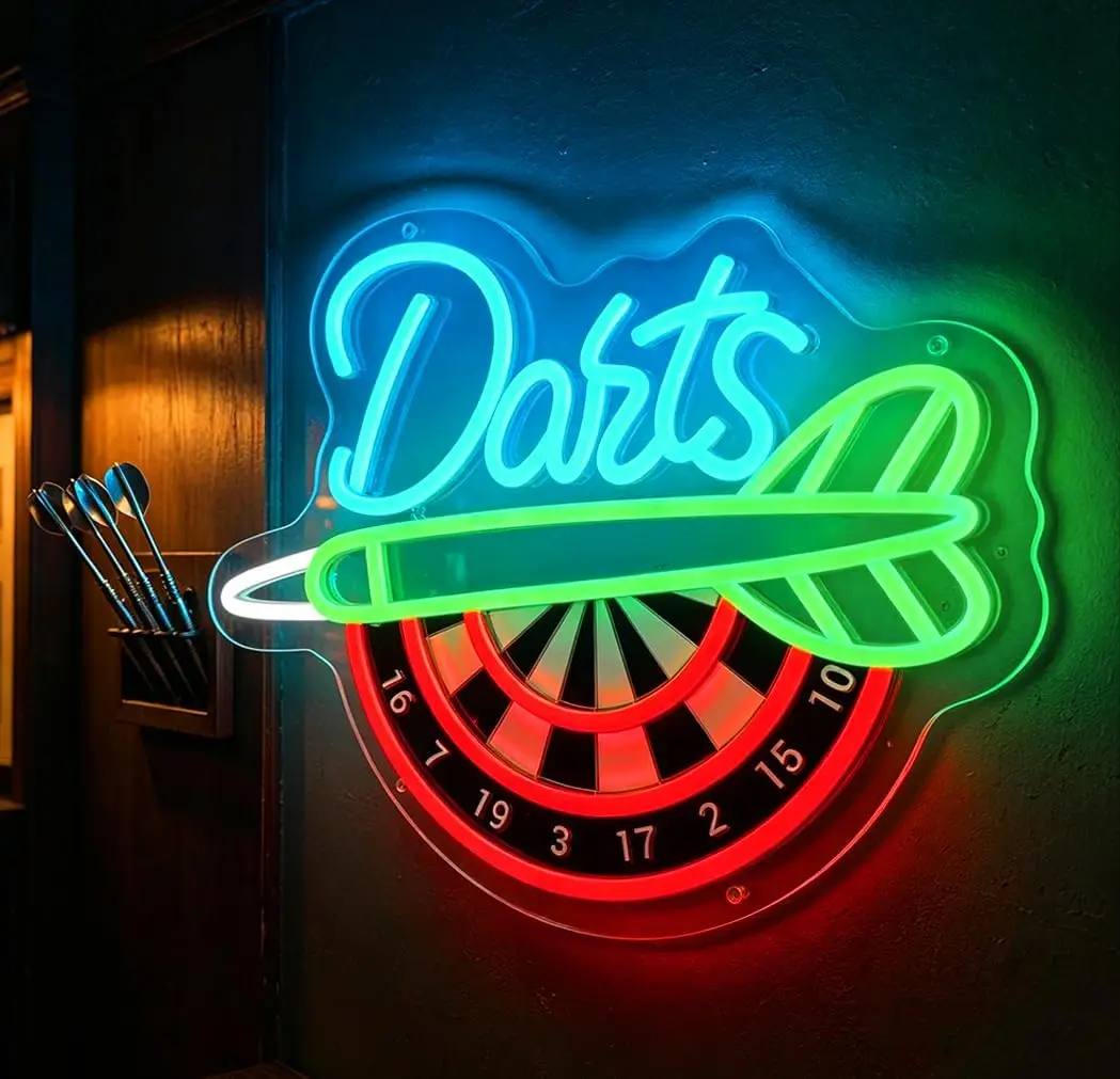 Darts Neon Sign USB Powered LED Dartboard Neon Light for Game Room Bedroom Bar Man Cave Home Party Wall Art Decoration Gift