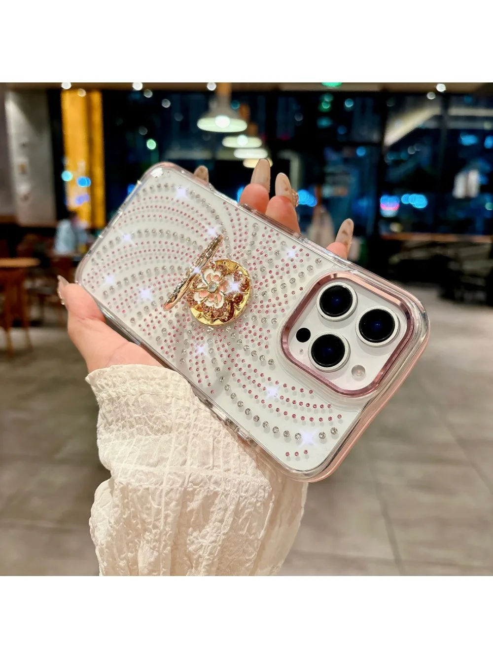 Luxurious Flowing Shiny Brick Ring Phone Case For iPhone 15 14 16 Pro Max 11 12 13 Pro Max Band Back