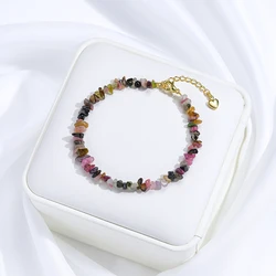 Natural Stone Bracelet on Hand  for Women Tourmaline Jewelry  Handmade Baroque 2*3mm Party /Wedding Luxury Gift Set Bangle
