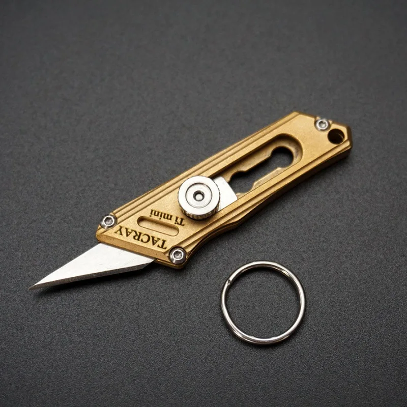 Brass Mini Knife Portable Keycahin Pocket Push Knife Outdoor Self Defense EDC Tool Portable Open Box Express Replace Blades