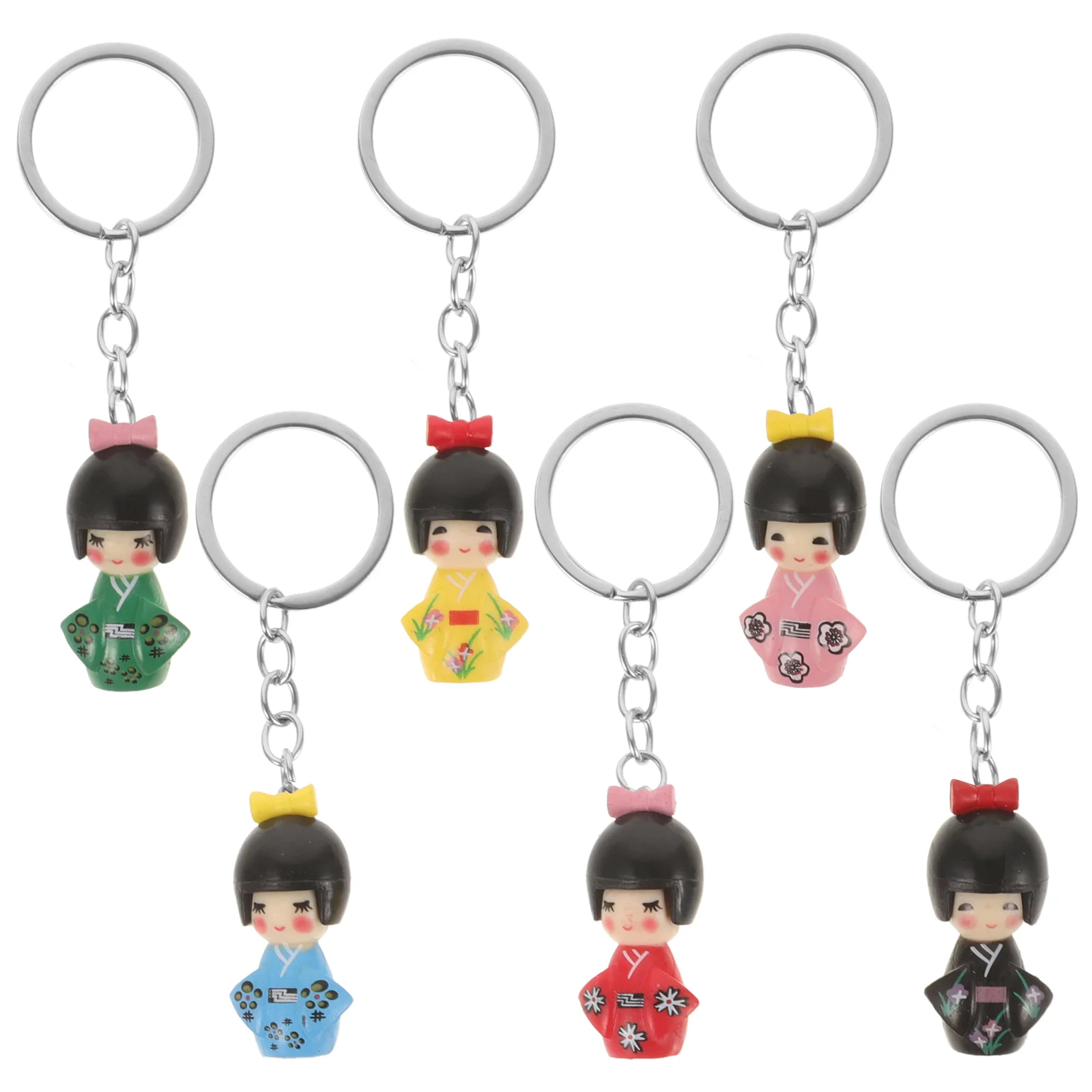 6 Pcs Handbags Key Chain Keychain Japanese Style Toy Kimono Pendant Japanses Cartoon Ring Child