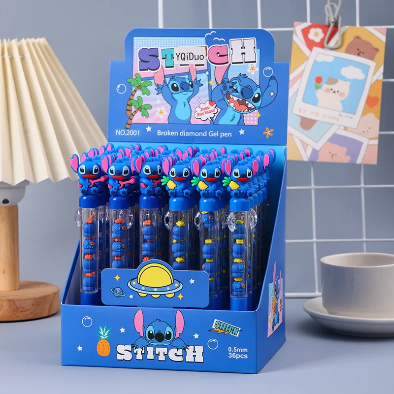 

Stitch Blue Doll Stacking Music Neutral Pen Fun DIY Beaded Writing Pen Black Signature Pen Gift Pen 0.5
