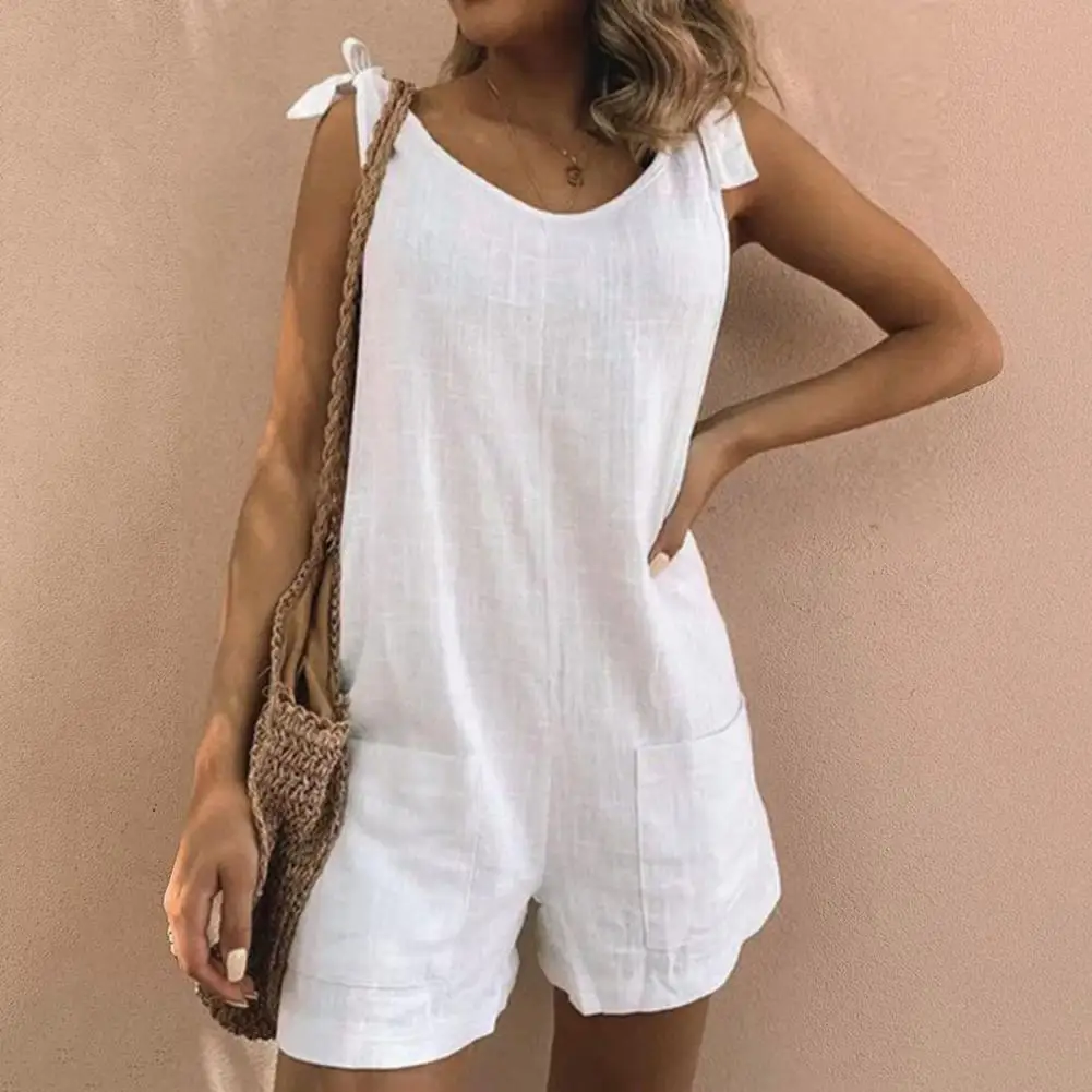 Shorts Romper Women Linen Romper Summer Casual Sleeveless Bib Overalls Loose Short Jumpsuit Beach Vacation Outfits