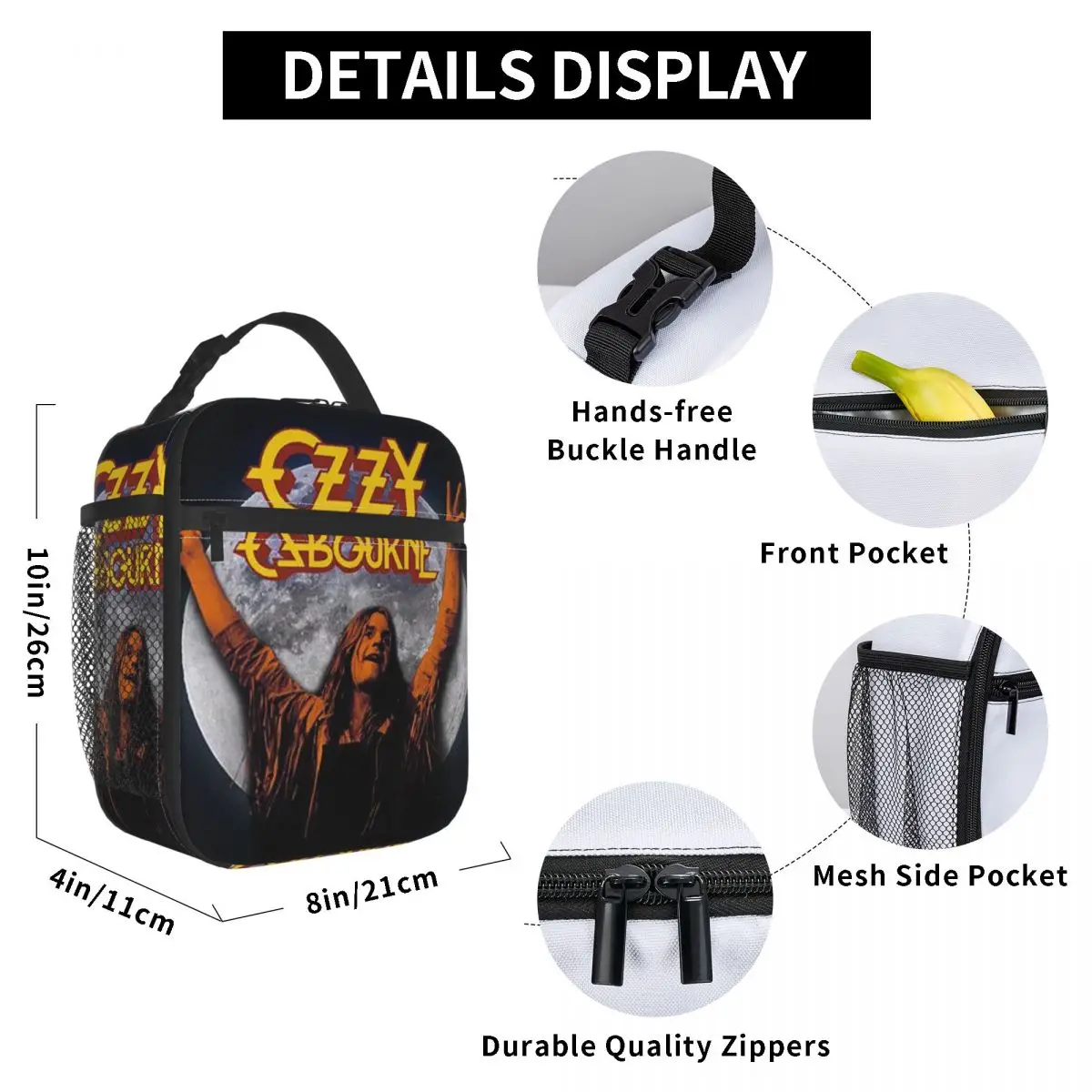 Ozzy Osbourne British Heavy Metal Rock Music Singer Insulated Lunch Bag Office Cooler Thermal Food Box Tote Leakproof Lunch