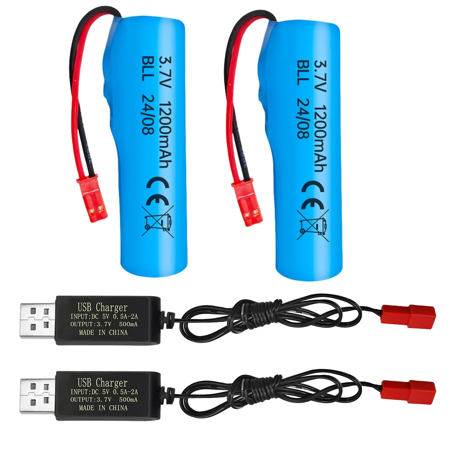 2PCS 3.7V 1200mAh Li-ion Battery+USB Charging Cable For HJ819 RC Boat Huina 1337 1338 1516 1517 RC Engineering Car RC Toy Car