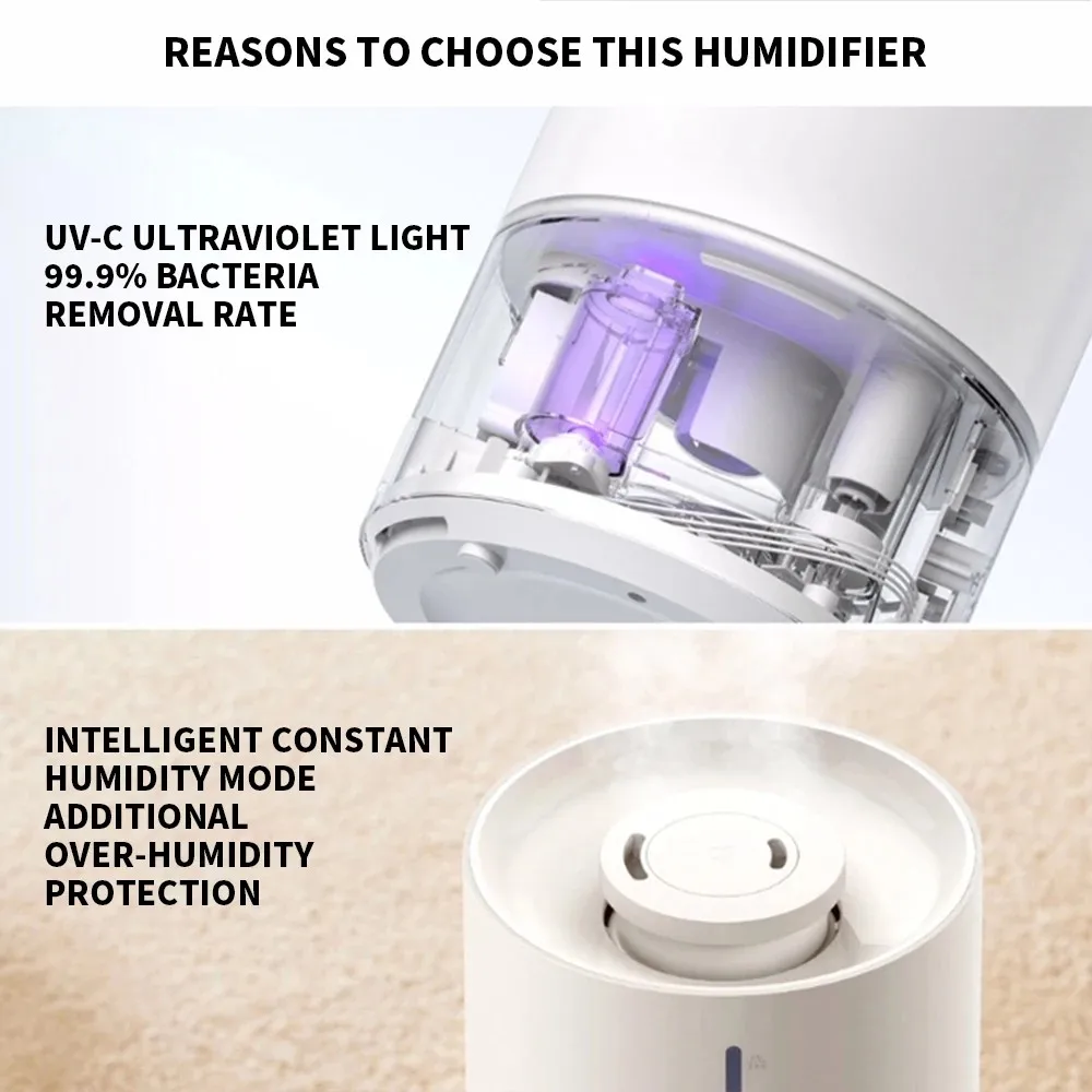 New MIJIA Smart Antibacterial Humidifier 2 For Home 4.5L UVC 99.9% Sterilization Air Humidifier Aroma Essential Oils Diffuser