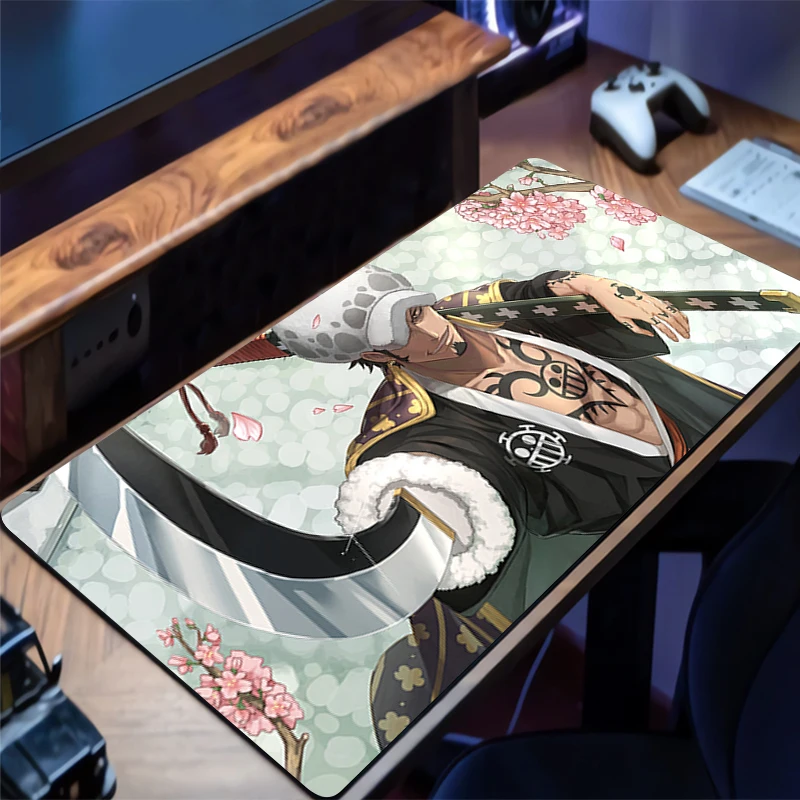 Mouse Pad Office PC อุปกรณ์เสริมแป้นพิมพ์อะนิเมะ One Piece Trafalgar D กฎหมายน้ํารูปแบบ Anti-SLIP ยาง HD Mousepad โต๊ะ