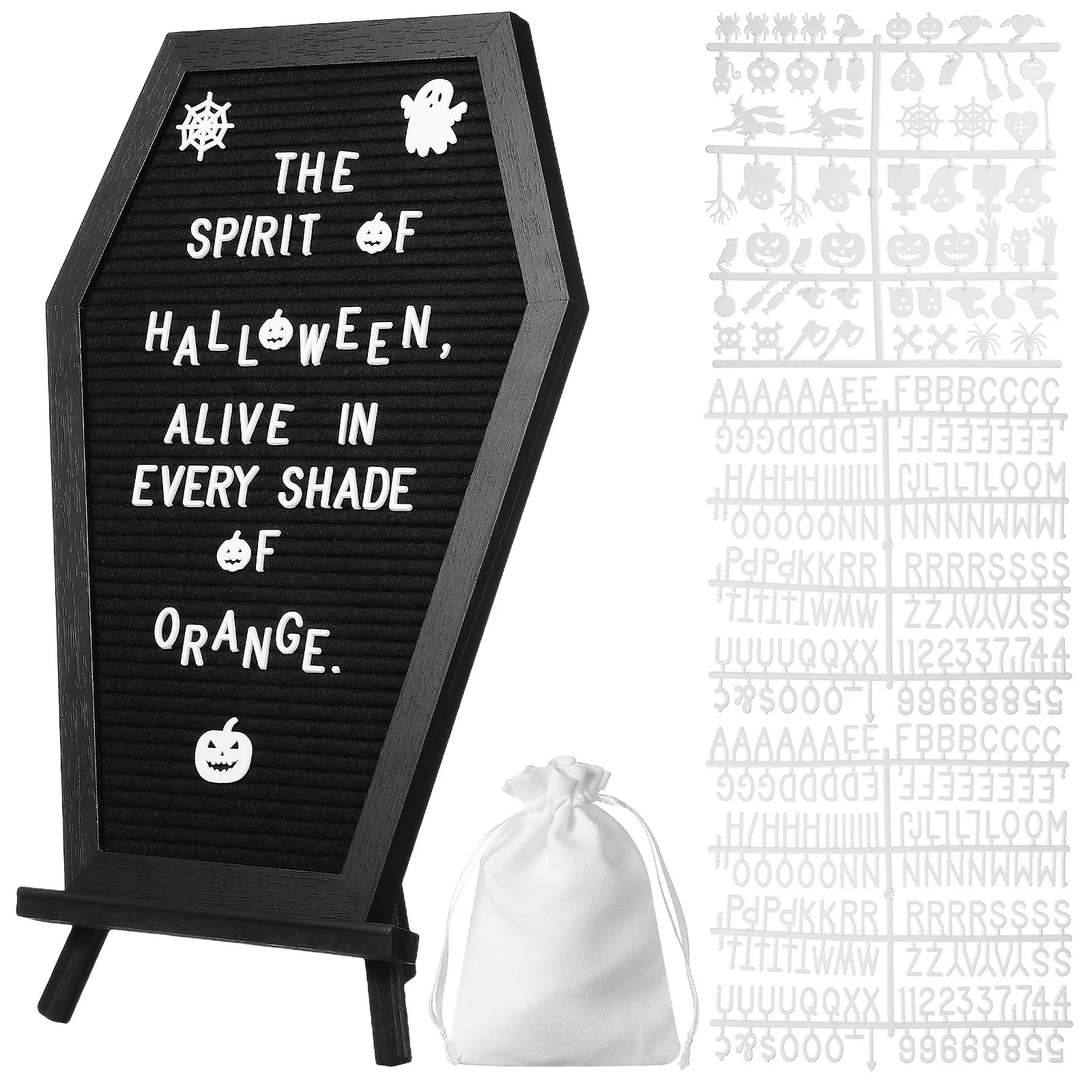 

1 Set Coffin Letter Board Coffin Shape Felt Message Board Wooden Frame Spooky Decor Diy For Home Office And Party Halloween