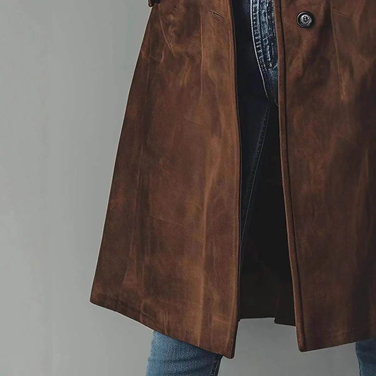 秋冬ロングスエードコート レディース ファッション ウェスタン スタイル ターンダウンカラー アウター エレガント シック PUレザーアウター
